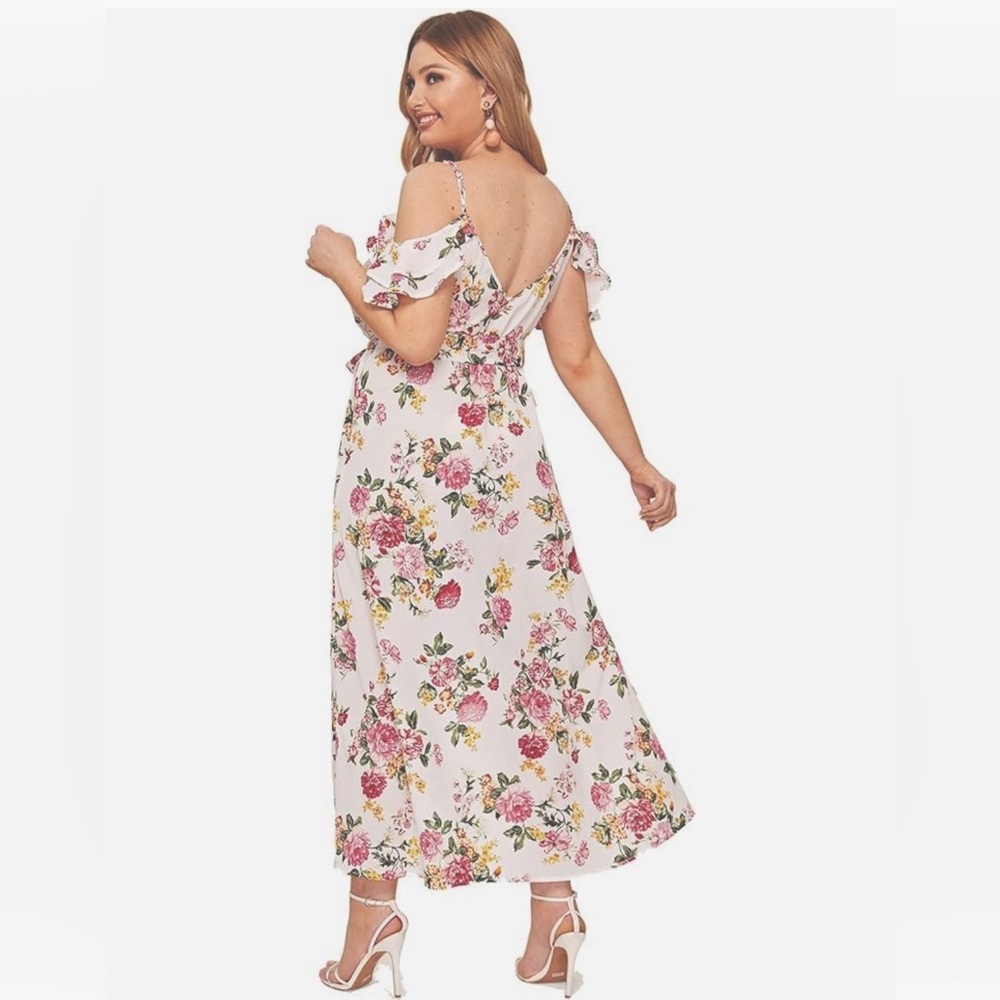 Plus size floral wrap dress
